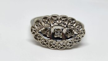 Art Deco 14k White Gold Diamond Ring Size 7