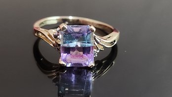 14k Bi Color Flourite Diamond Ring Size 9