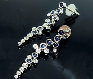 Graff Inspired 14k Sapphire Diamond Chandelier Earrings