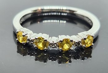 Sterling Silver 925 Yellow Stone Ring Size 8