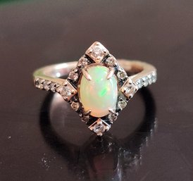 LeVian 14k Rose Gold Opal Chocolate Diamond Ring Size 5