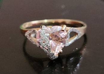 10k Pink Stone Love Ring
