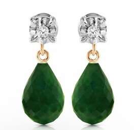 14k 17.66 Ctw Emerald Diamond Earrings