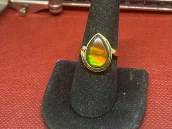14k Ammolite Diamond Ring Size 8.25