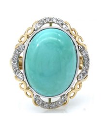 14k Turquoise Diamond Ring Size 5