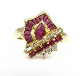 18k LeVian Ruby Diamond Ring Size 6.25 4.45 Grams