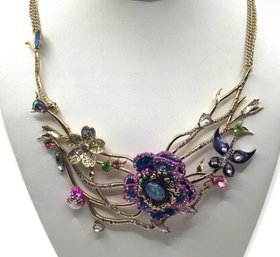 BETSEY JOHNSON Floral Aurora Borealis Crystal Necklace