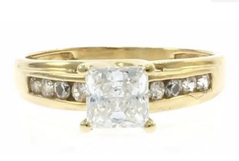 14k Princess Cut Cubic Zirconia Ladies Engagement Ring Size 6