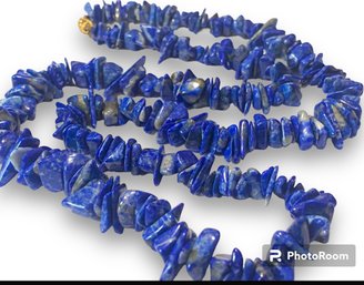 14k Clasp 300 Carat Freeform Lapis Lazuli Necklace 24 Inches