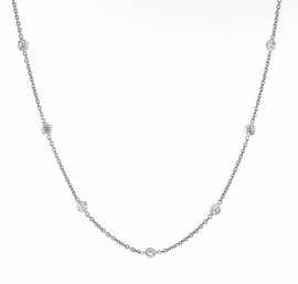 14k Diamond Stationary Necklace .78-.90 Carat 18 Inches