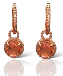 14k 2.70 Carat Rose Gold Morganite Diamond Earrings