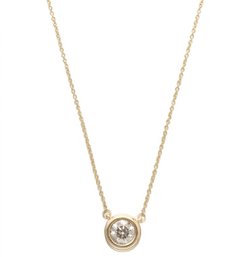 14k .50 Carat Round Bezel Set Diamond Necklace