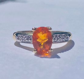 10k .66 Genuine Oval Mexican Fire Opal Ring Size 7.25