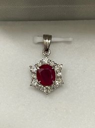GIA Certified Platinum Burma Ruby Diamond Pendant