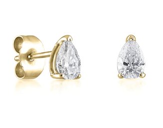 14k .50 Carat Pear Shaped Diamond Stud Earrings Each 5x3 .25 Carat