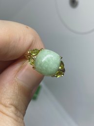 14k Jade Peridot Diamond Ring Size 7.5 3.35 Grams