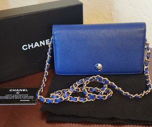 Authentic Chanel Caviar Long Wallet Cross Body