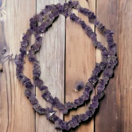 Genuine Amethyst Chips Necklace 30 Inches New