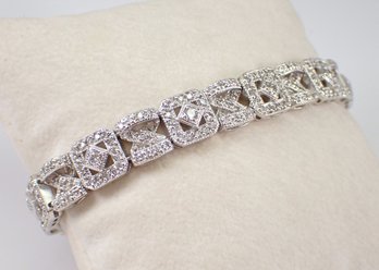 14K White Gold 1.50 Carat Diamond Cluster Tennis Bracelet 15.5 Grams