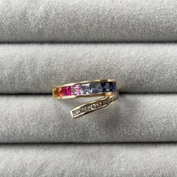 10k Multi Color Sapphire Diamond Bypass Ring