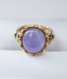 14k Purple Lavender Jadeite Jade Ring Size 9