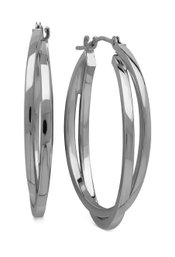 Intertwined Hoop Earrings In 14k White Gold 1 Inch