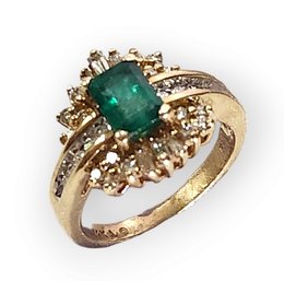 14k Alwand Vahan Emerald Diamond Cocktail Ring