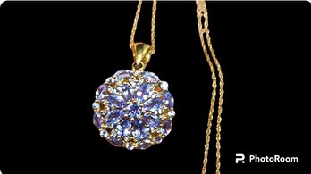 14k Tanzanite Diamond Pendent Necklace 18 Inches4 Grams