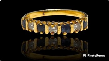 14k Nissko Sapphire Diamond Ring Size 5.75