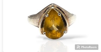 Sterling Silver Citrine Ring Size 10