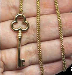 14k Over Sterling Rolo Link Skeleton Key Necklace