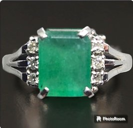 Platinum Emerald Diamond Ring 3.05 Carat