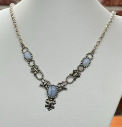 Carolyn Pollack Sterling Lace Blue Agate Y Necklace