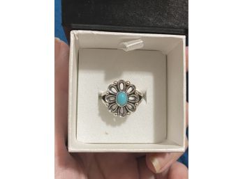 Rare James Avery Sterling Turquoise De Flores Ring