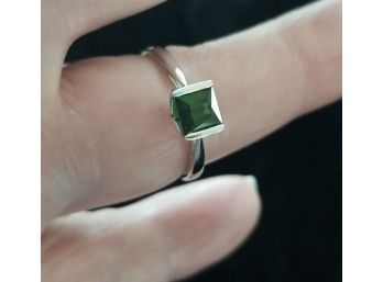 14k White Gold Green Tourmaline Ring New With Tags