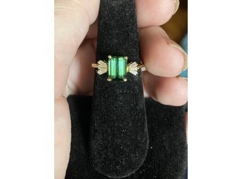 14k Clyde Dunier CID 2 Carat Natural Green Tourmaline Diamond Ring Size 6