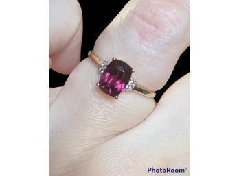 14k 1.5cttw Rhodolite Garnet Diamond Ring Size 7