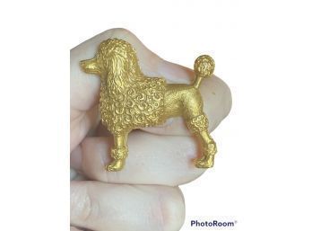 14k ANTIQUE LARGE .02CT OLD MINE DIAMOND 14K YELLOW GOLD POODLE DOG BROOCH PIN 17 Grams