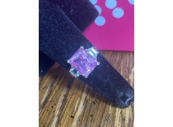 14k White Gold Pink Sapphire Ring Size 7 5.4 Grams