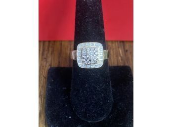 14k Gold Affinity Champagne Diamond Square Ring Graduated Band. QVC Size 7.5