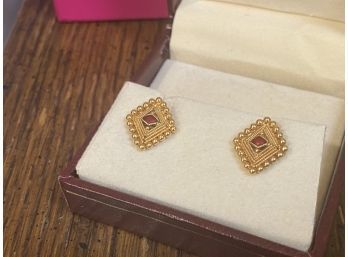 Not 14k, Not 18k 22k Solid Gold Earrings From India With Red Enamel