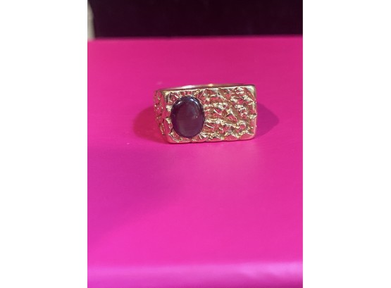 14k Nugget Black Star Sapphire Ring Size 7-7.25 8.2 Grams