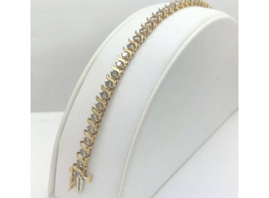 10k 3 Carat S Link Diamond Bracelet 7 Inches 9.65 Grams
