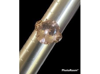 Luxury** 14k Rose Gold Carat Oval 8 Carat Morganite Diamond Ring Size 7