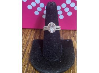 14k Rose Gold Morganite Diamond Bridal / Luxury Set Size 7