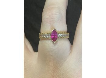 14k Ruby White Sapphire Ring Nwt Size 8 3.2 Grams