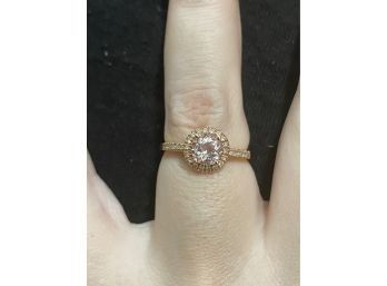 14k Vintage EMA Morganite Diamond Ring