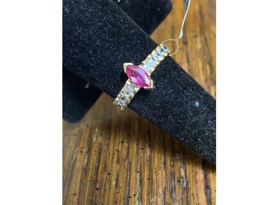 14k Ruby And White Sapphire Ring Size 8 3.2 Grams