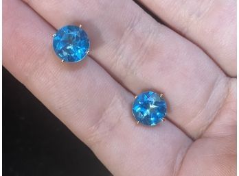14k London Blue Topaz Stud Earrings