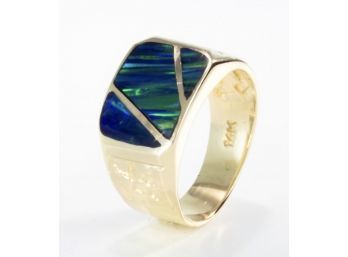 14k Boulder Opal Inlay Ring Size 6 6.4 Grams 4.1dwt